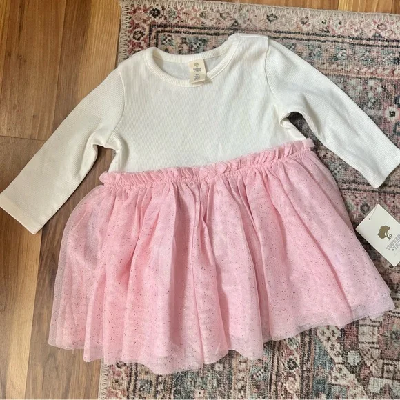 TUCKER + TATE Pink Gold Sparkle Glitter Tulle Ballet Dress Ballerina 6M NWT - Picture 2 of 8